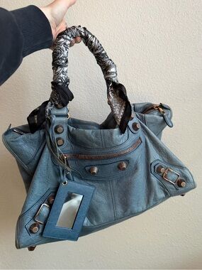 Vintage Balenciaga City Bag GIANT ROSE GOLD hardware *RARE*